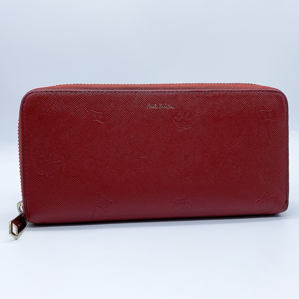 Paul Smith Top Zip Multi Compartment Long Leather Wallet in Bordeaux